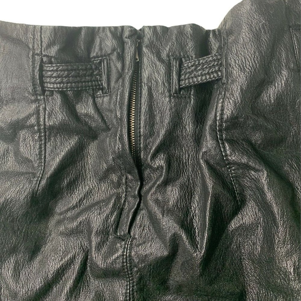 Free People Payton Paperbag Black Faux Leather Tie Waist Mini Skirt - Picture 10 of 11